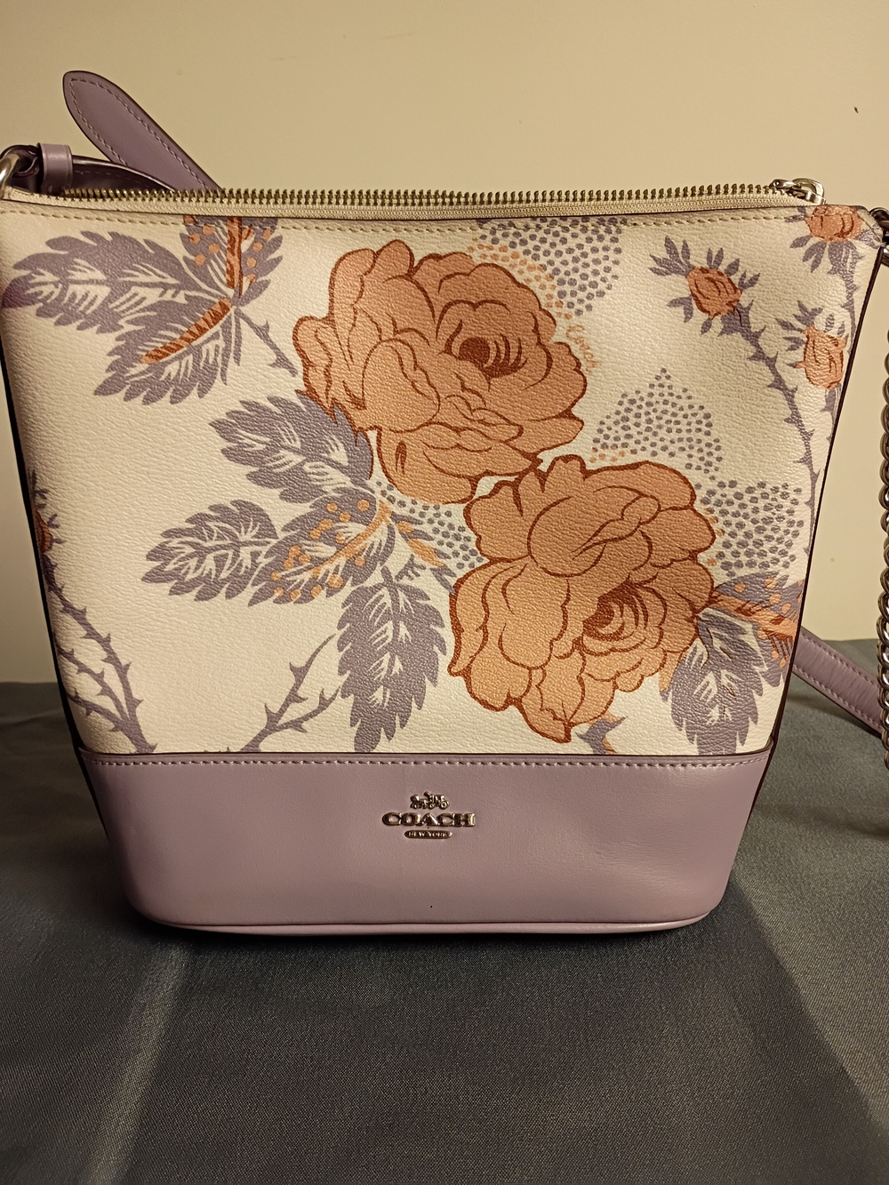 Coach Thorn Rose Lavender Floral Crossbody Bag - Lavender & Cream